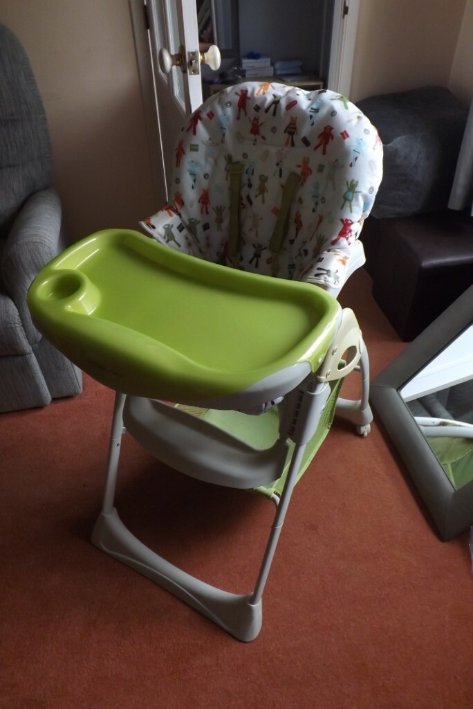 high chair with basket underneath